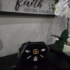 EUC Gucci Mini GG Marmont Matelasse Velvet Bag